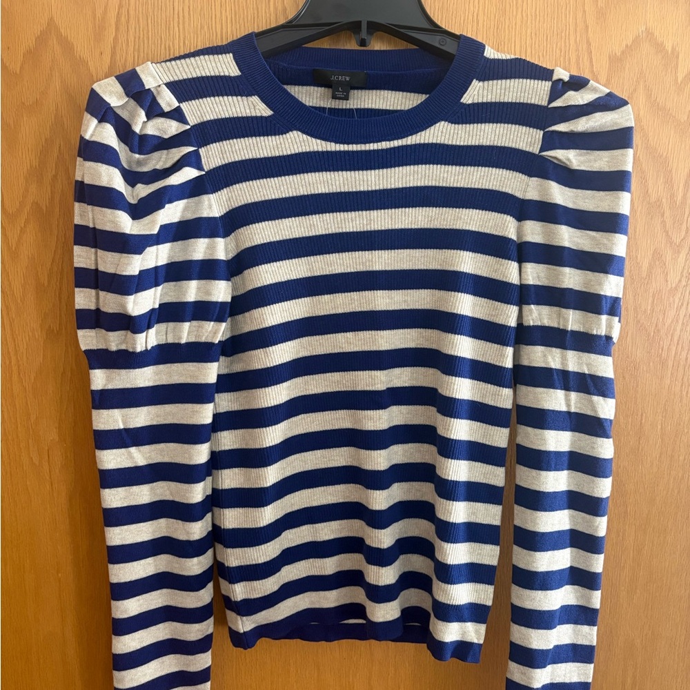 J. Crew Blue and White Striped Knit Top